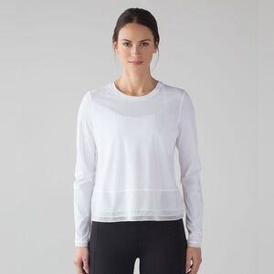 Lululemon white long sleeved Sole Training top, size 8